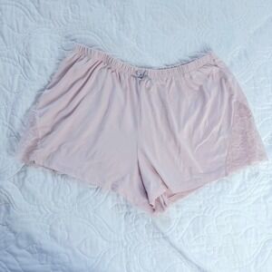 Flora Nikrooz Pink Lace Accents Elastic Waistband Pajama Lounge Shorts Small EUC